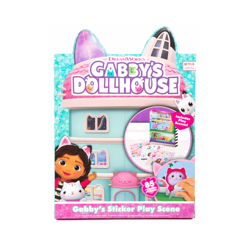 Gabby's Dollhouse Sticker Play Scene – Reusable Kids Activity Set