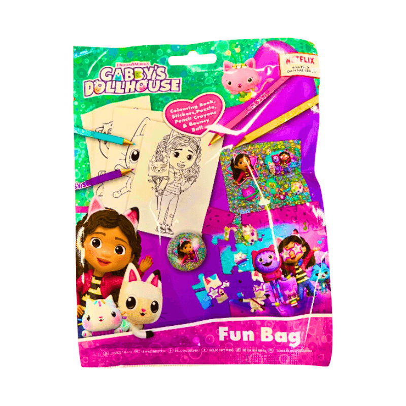 Gabby's Dollhouse Fun Bag – Kids Activity Set with Stickers by PoundFun