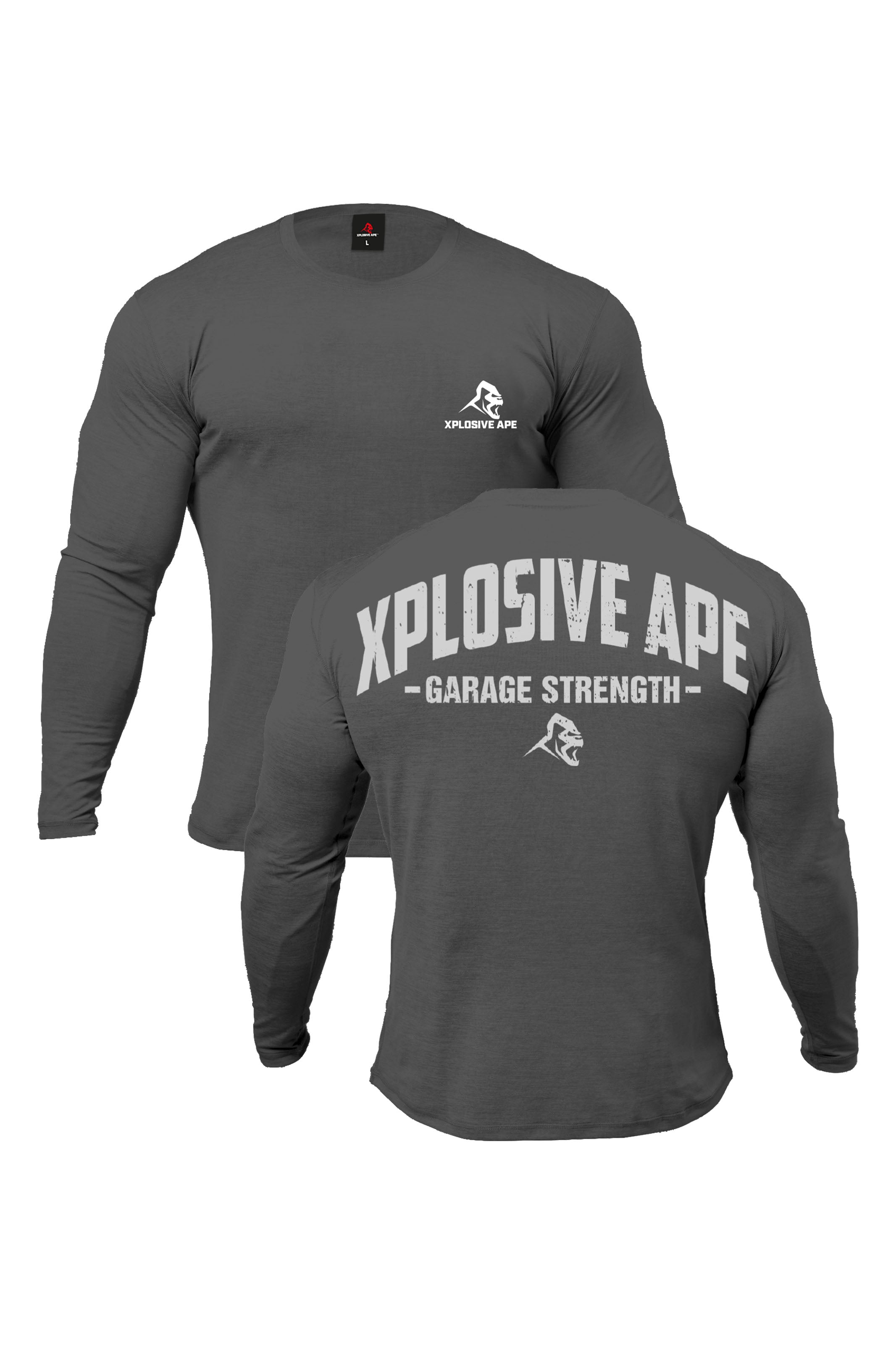 XAPE Garage Strength Long Sleeve Tee - Charcoal