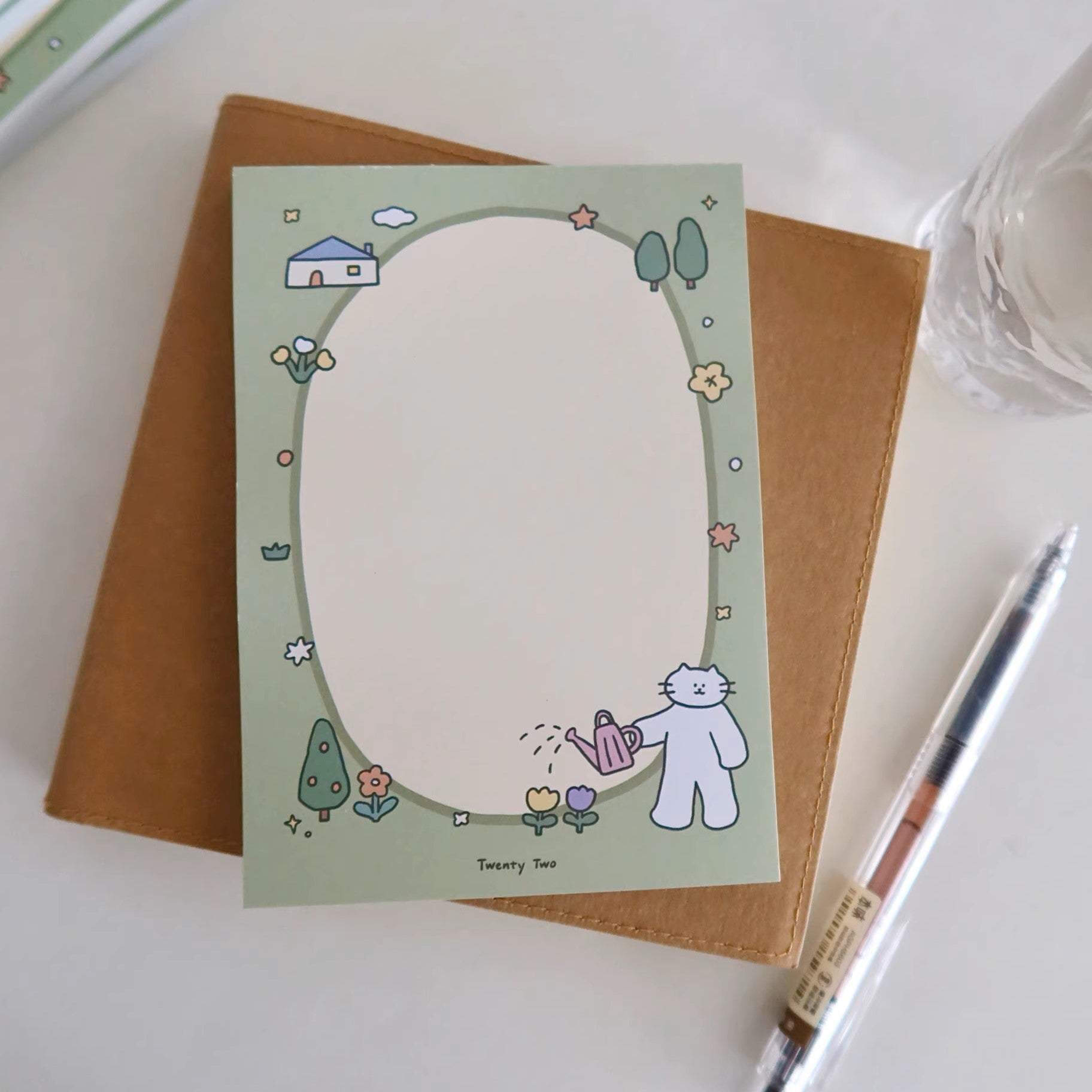 Garden Kitty Memo Pad by LuLuFun Studio - Cute Cat Stationery, 50 Sheets