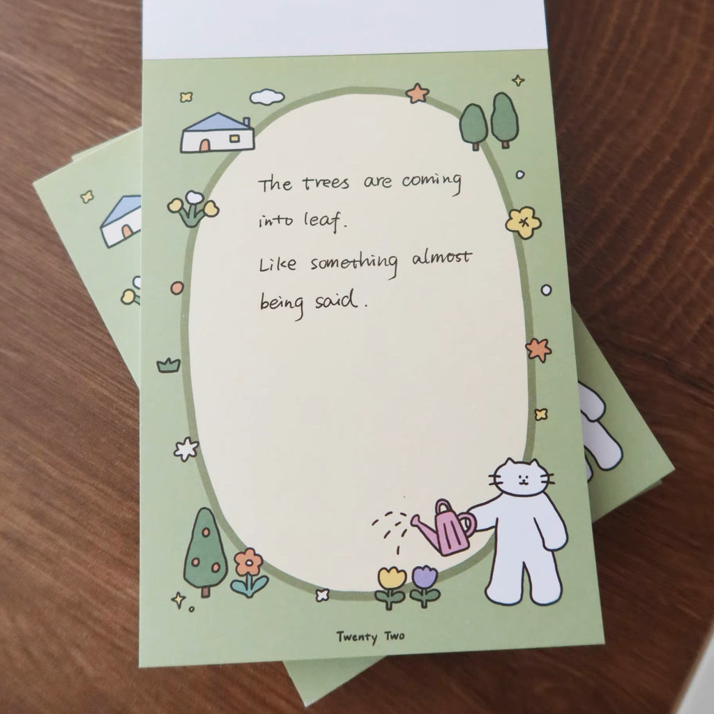 Garden Kitty Memo Pad by LuLuFun Studio - Cute Cat Stationery, 50 Sheets