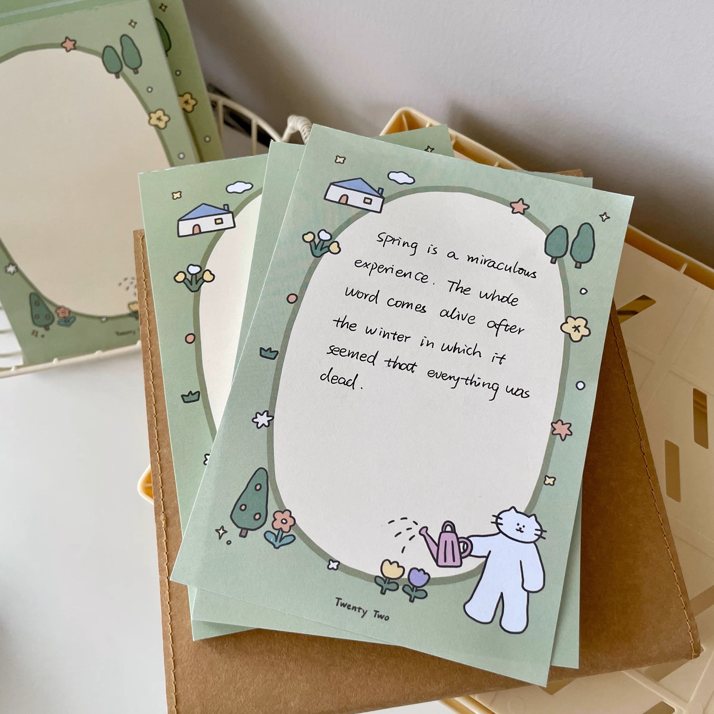 Garden Kitty Memo Pad by LuLuFun Studio - Cute Cat Stationery, 50 Sheets