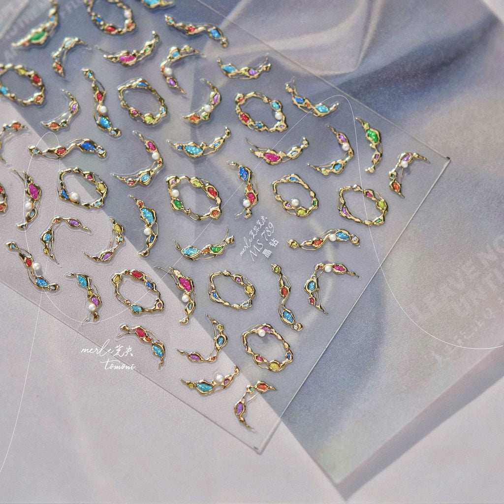 LuLuFun Studio Gemstone Necklace Nail Art Stickers - Ultra-Thin Decals