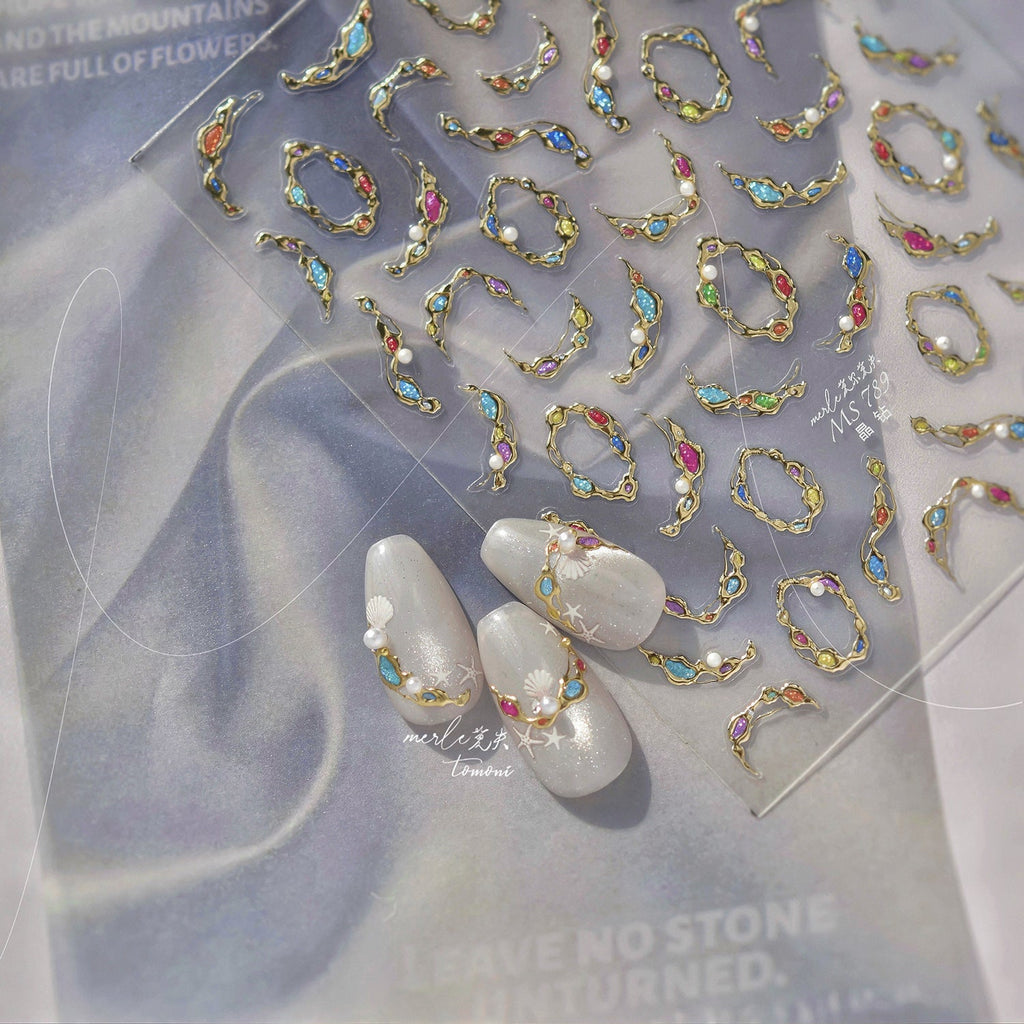 LuLuFun Studio Gemstone Necklace Nail Art Stickers - Ultra-Thin Decals