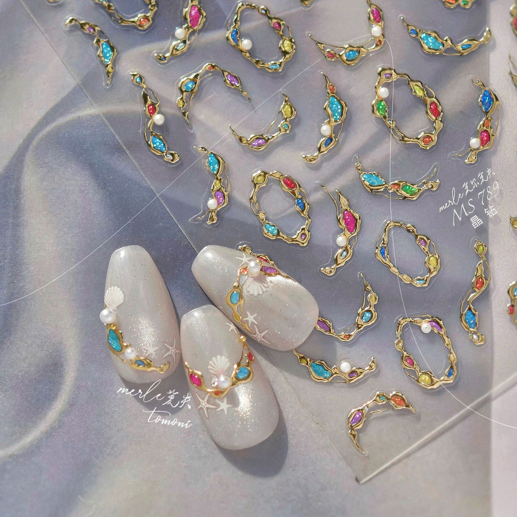 LuLuFun Studio Gemstone Necklace Nail Art Stickers - Ultra-Thin Decals