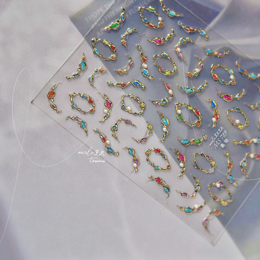 LuLuFun Studio Gemstone Necklace Nail Art Stickers - Ultra-Thin Decals