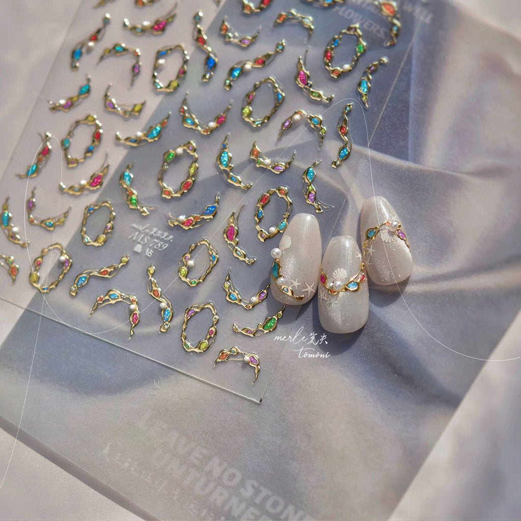 LuLuFun Studio Gemstone Necklace Nail Art Stickers - Ultra-Thin Decals