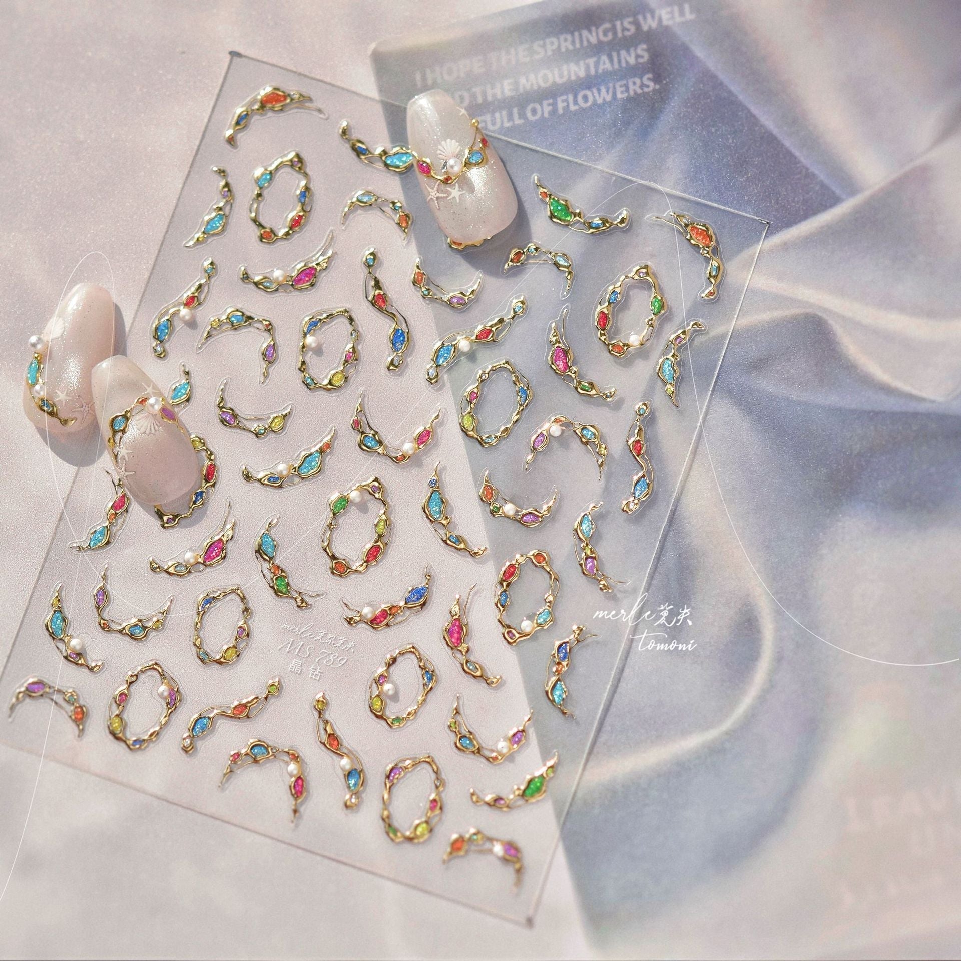 LuLuFun Studio Gemstone Necklace Nail Art Stickers - Ultra-Thin Decals