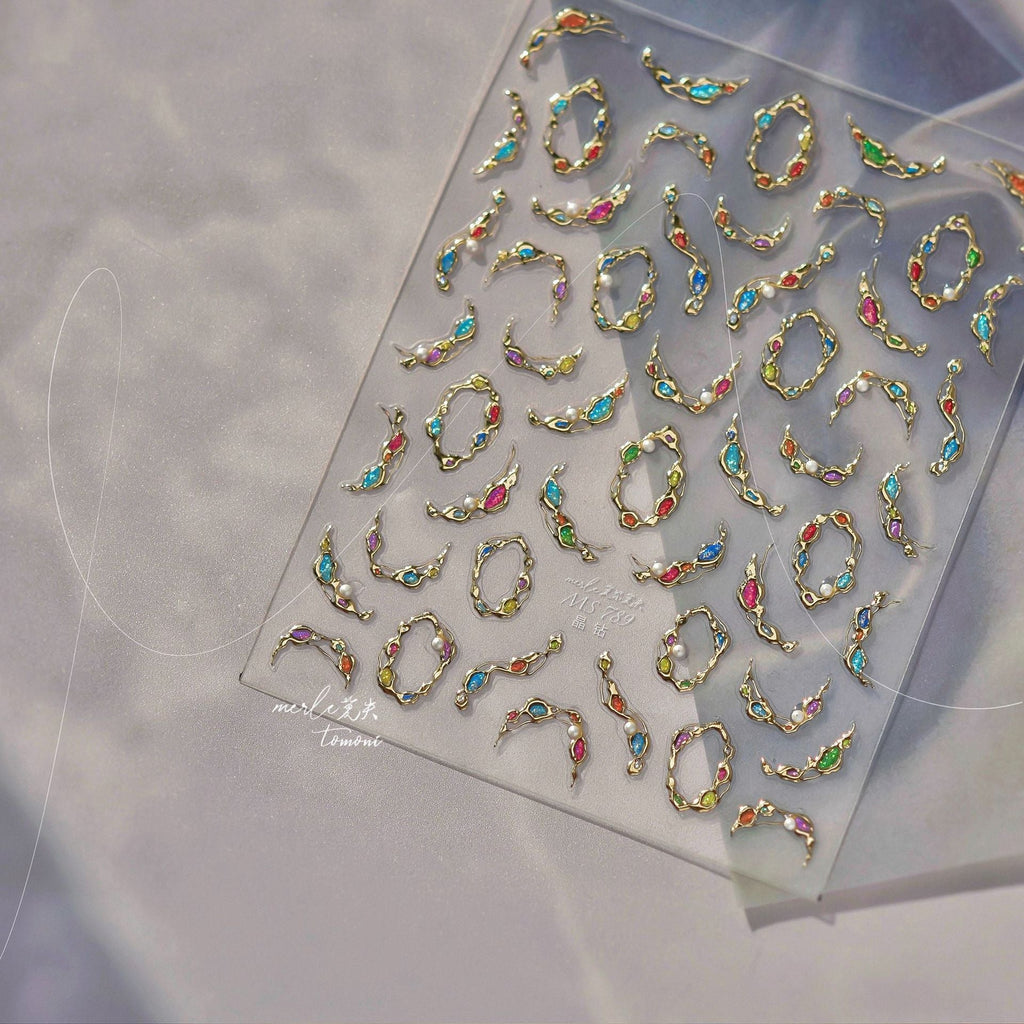 LuLuFun Studio Gemstone Necklace Nail Art Stickers - Ultra-Thin Decals