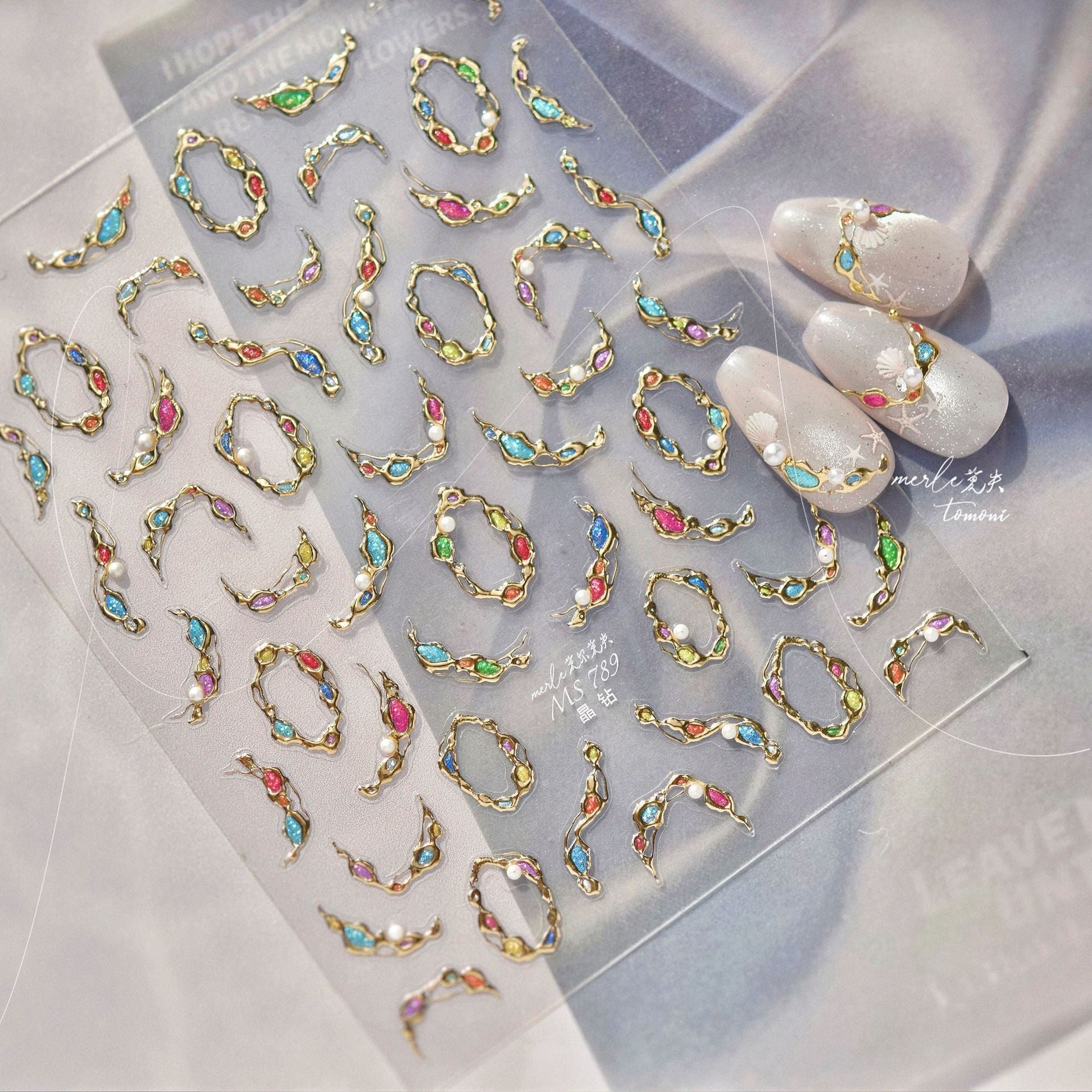 LuLuFun Studio Gemstone Necklace Nail Art Stickers - Ultra-Thin Decals