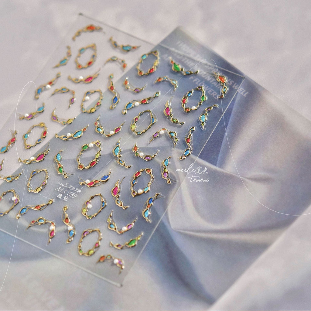 LuLuFun Studio Gemstone Necklace Nail Art Stickers - Ultra-Thin Decals