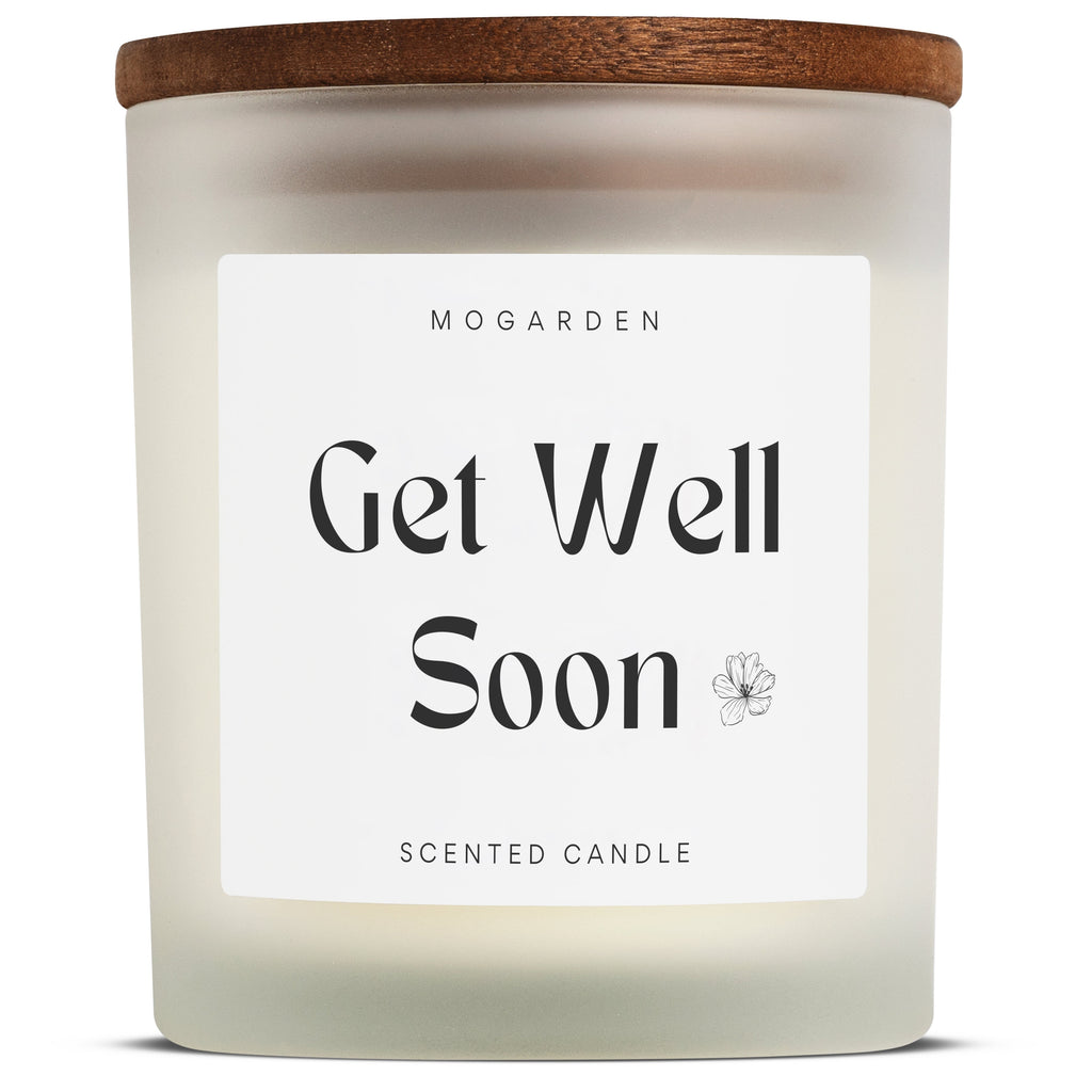 Mogarden Get Well Soon Candle – Luxury Vanilla Amber Soy Wax Gift 220g