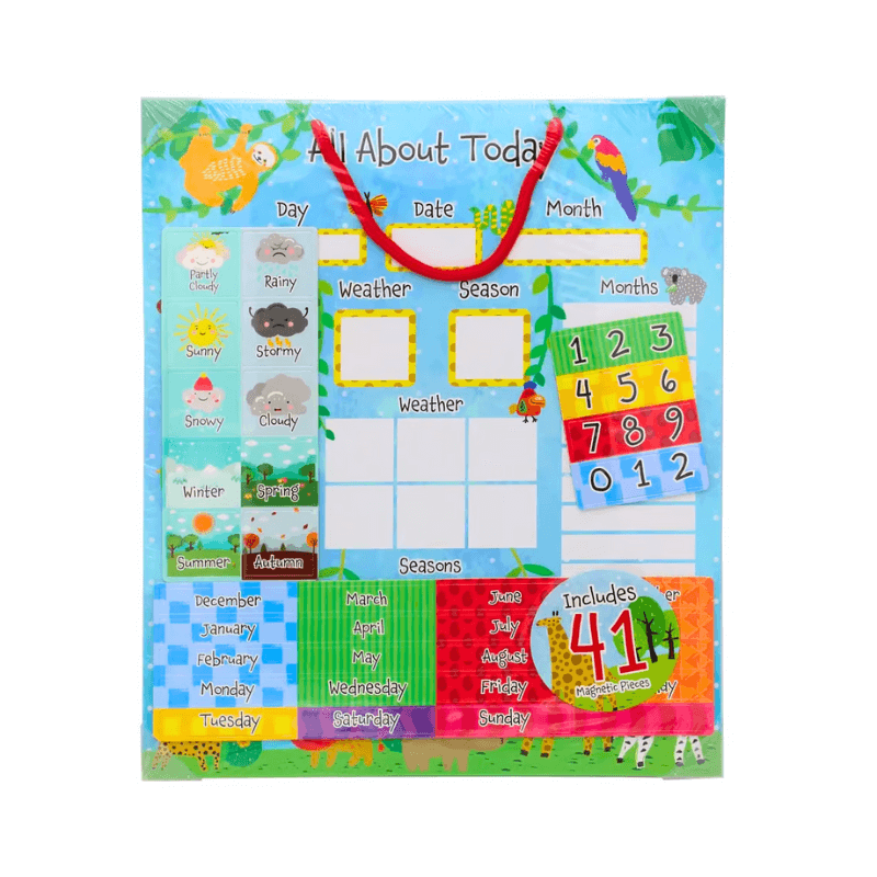 PoundFun Giant Magnetic Learning Board – Kids Calendar with 41 Pieces