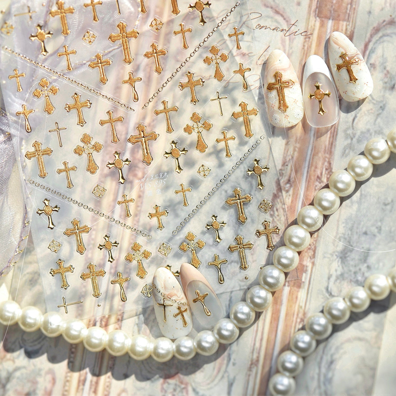 LuLuFun Studio Gold Cross Nail Deco Stickers - Ultra-Thin DIY Nail Art
