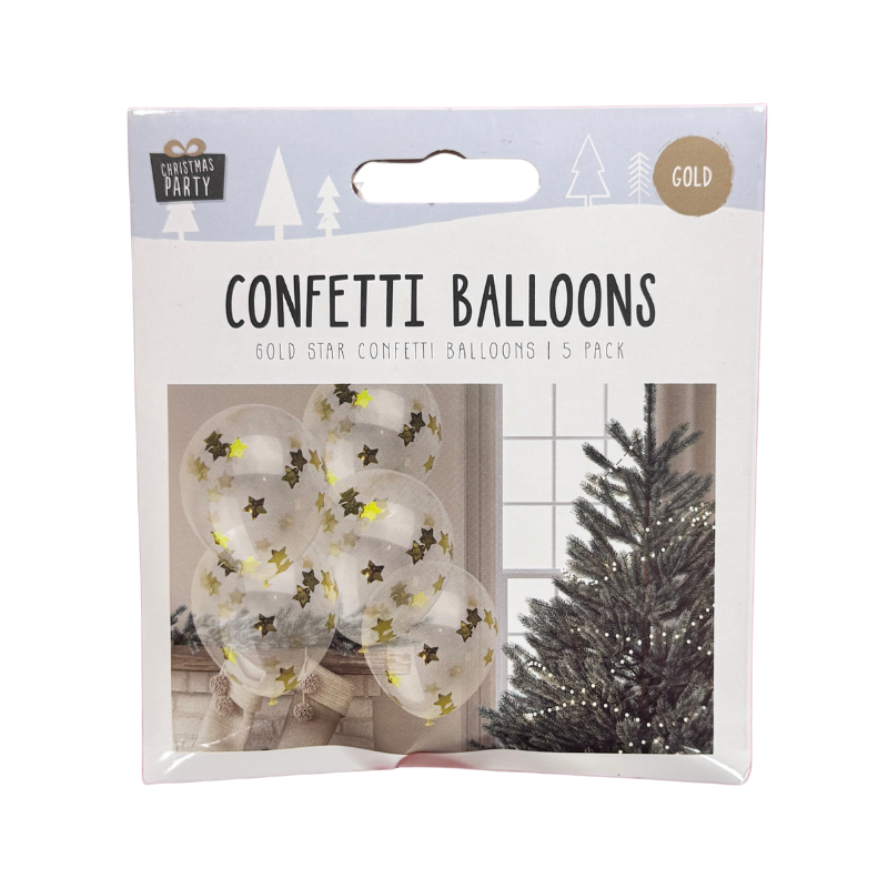PoundFun Gold Confetti Star Balloons – Shimmering Party Decorations