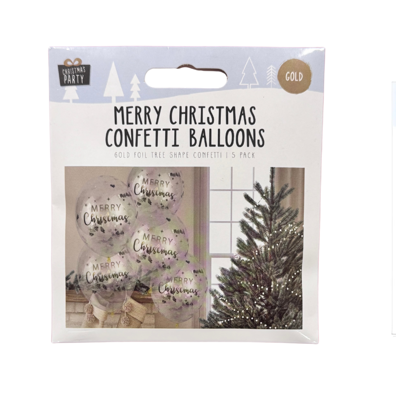 PoundFun Gold Merry Christmas Confetti Balloons - Festive Party Decor