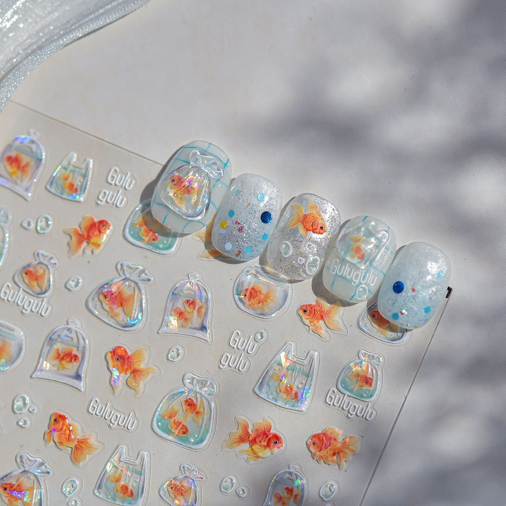 Goldfish Nail Deco Stickers - LuLuFun Studio Ultra-Thin Nail Art Decals