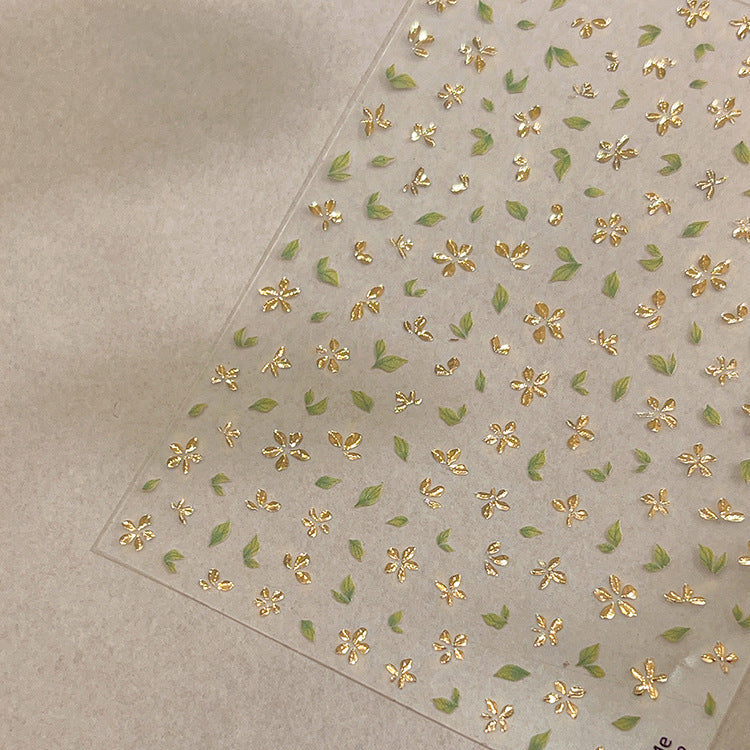 LuLuFun Studio Gold Flower Nail Deco Stickers - Floral Nail Art Decals