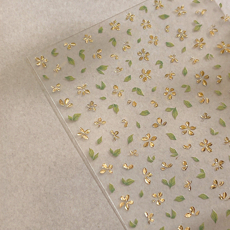 LuLuFun Studio Gold Flower Nail Deco Stickers - Floral Nail Art Decals