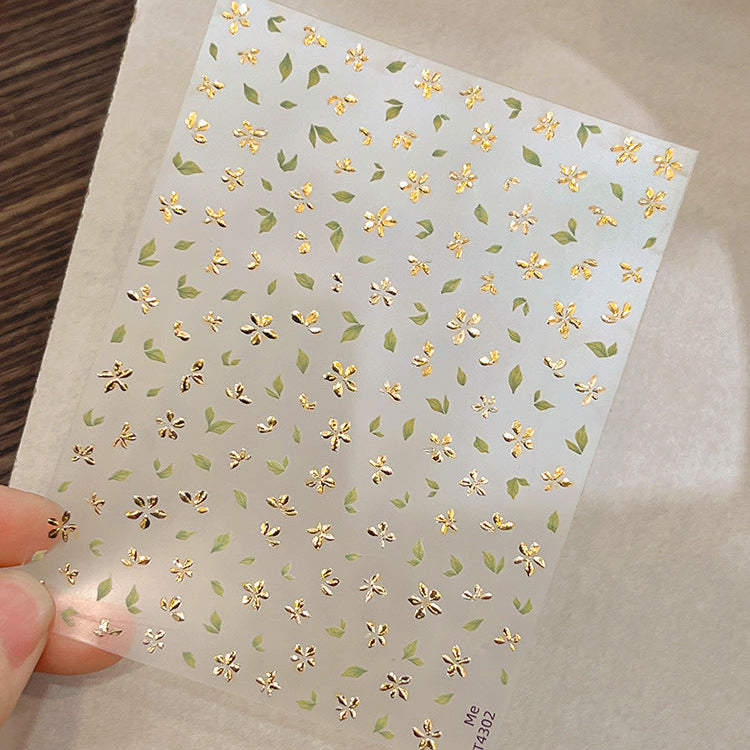 LuLuFun Studio Gold Flower Nail Deco Stickers - Floral Nail Art Decals