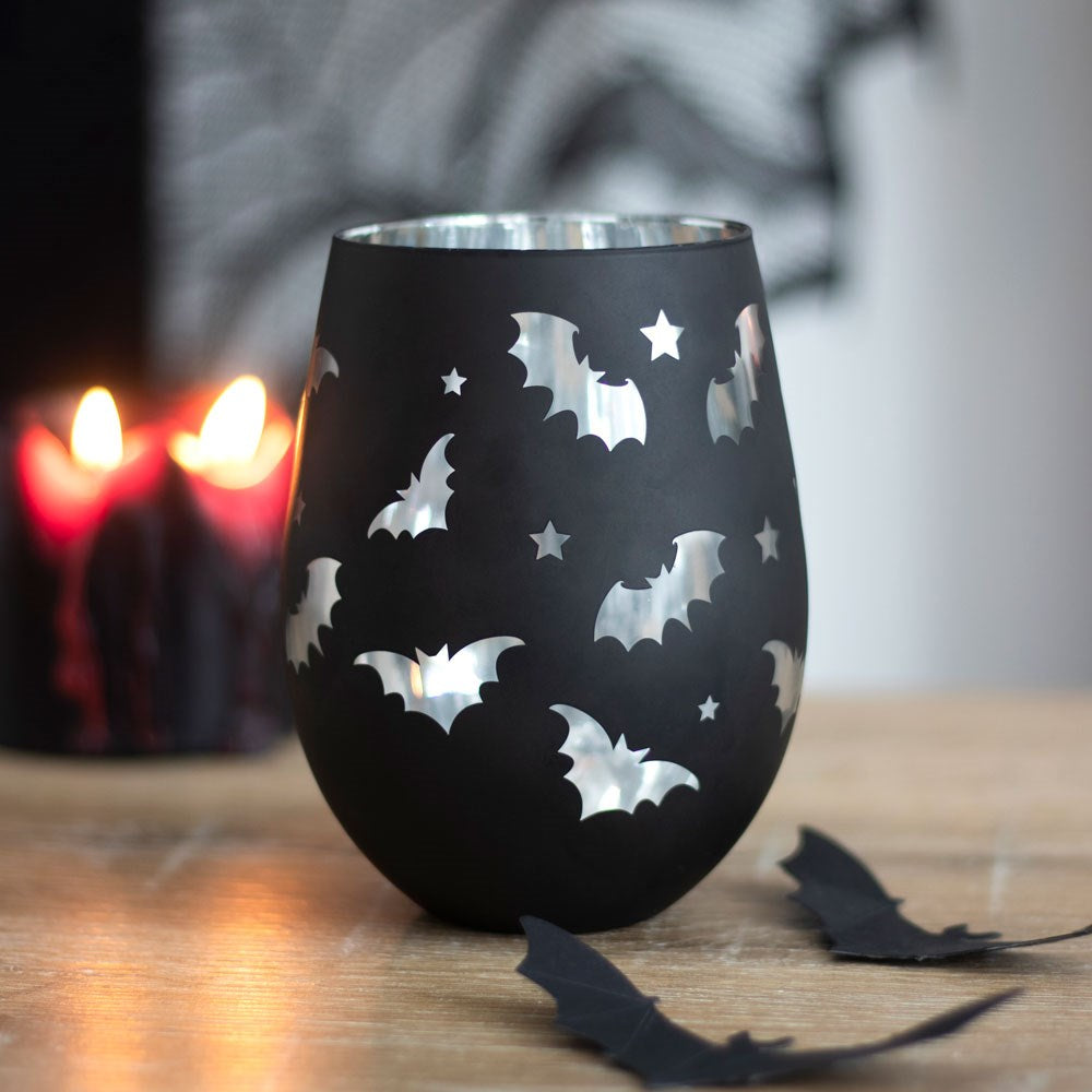 Bat Stemless Wine Glass by Kate's Clothing – Gothic Silver Interior 500ml