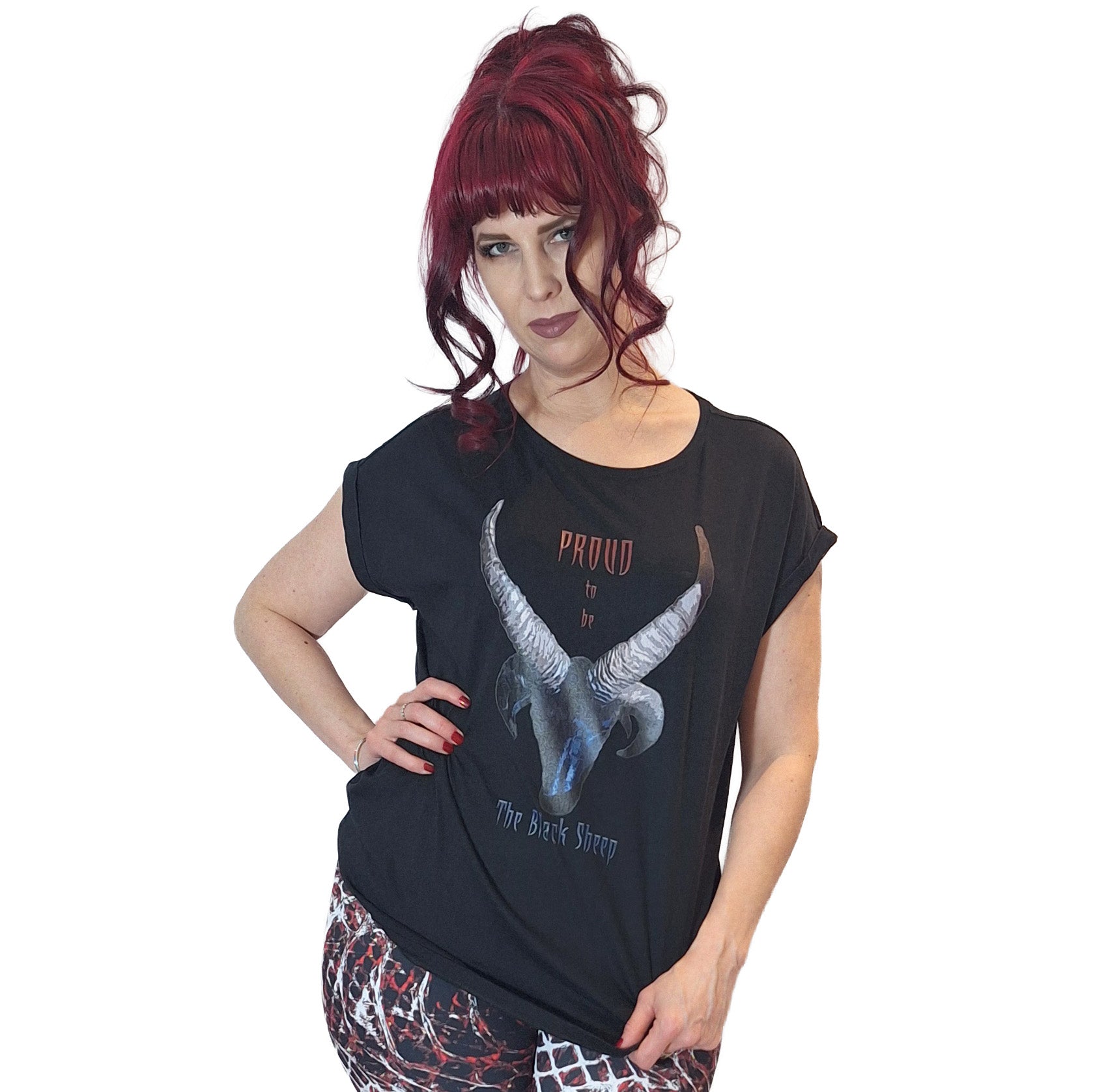 Kate's Clothing Black Sheep Women's Extended Shoulder Cotton T-Shirt