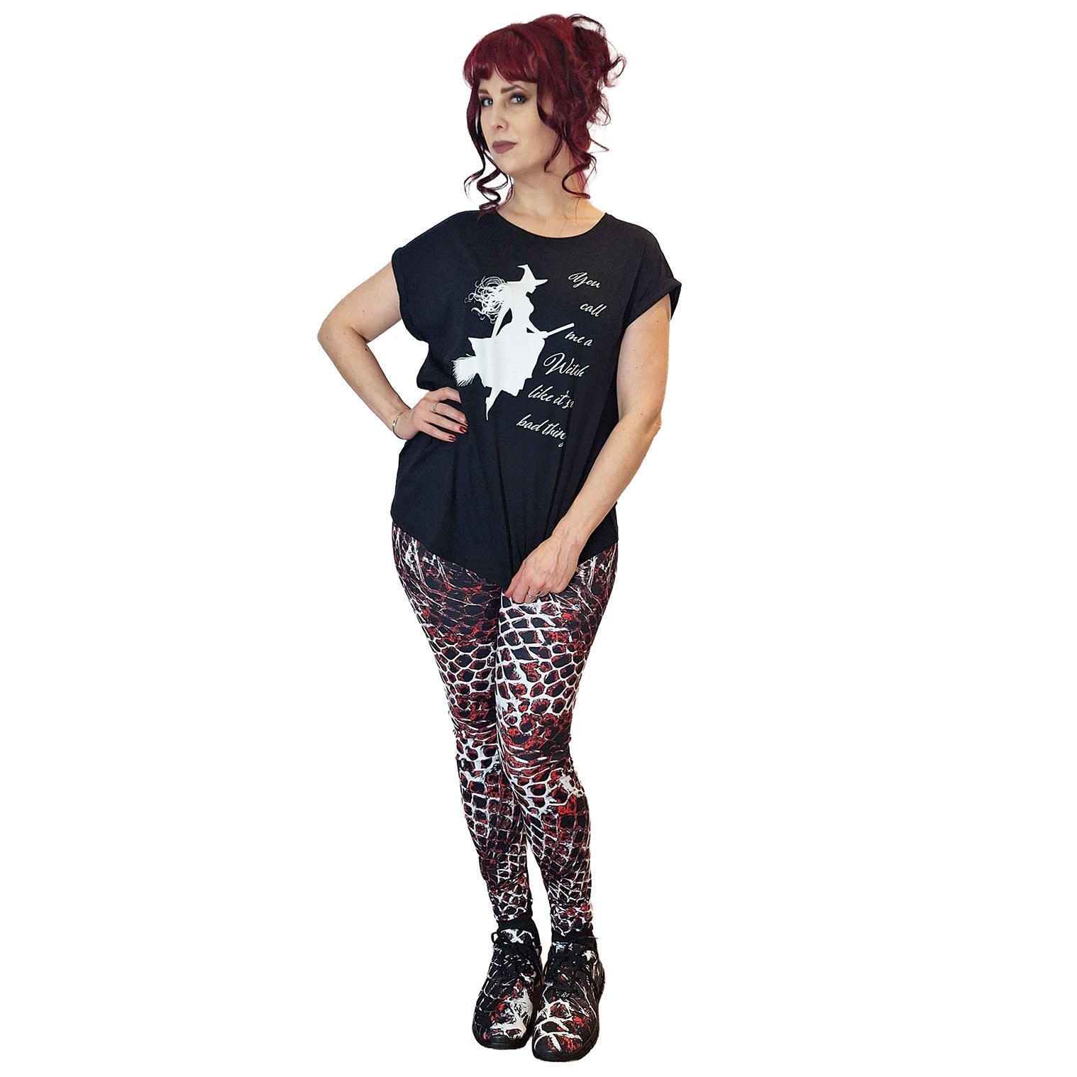 Kate's Clothing Call Me a Witch Cotton Extended Shoulder T-Shirt