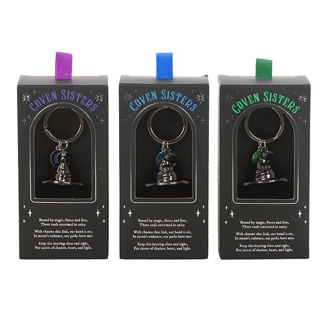 Kate's Clothing Coven Sisters Witch Hat Keyrings – 3 Piece Gothic Set