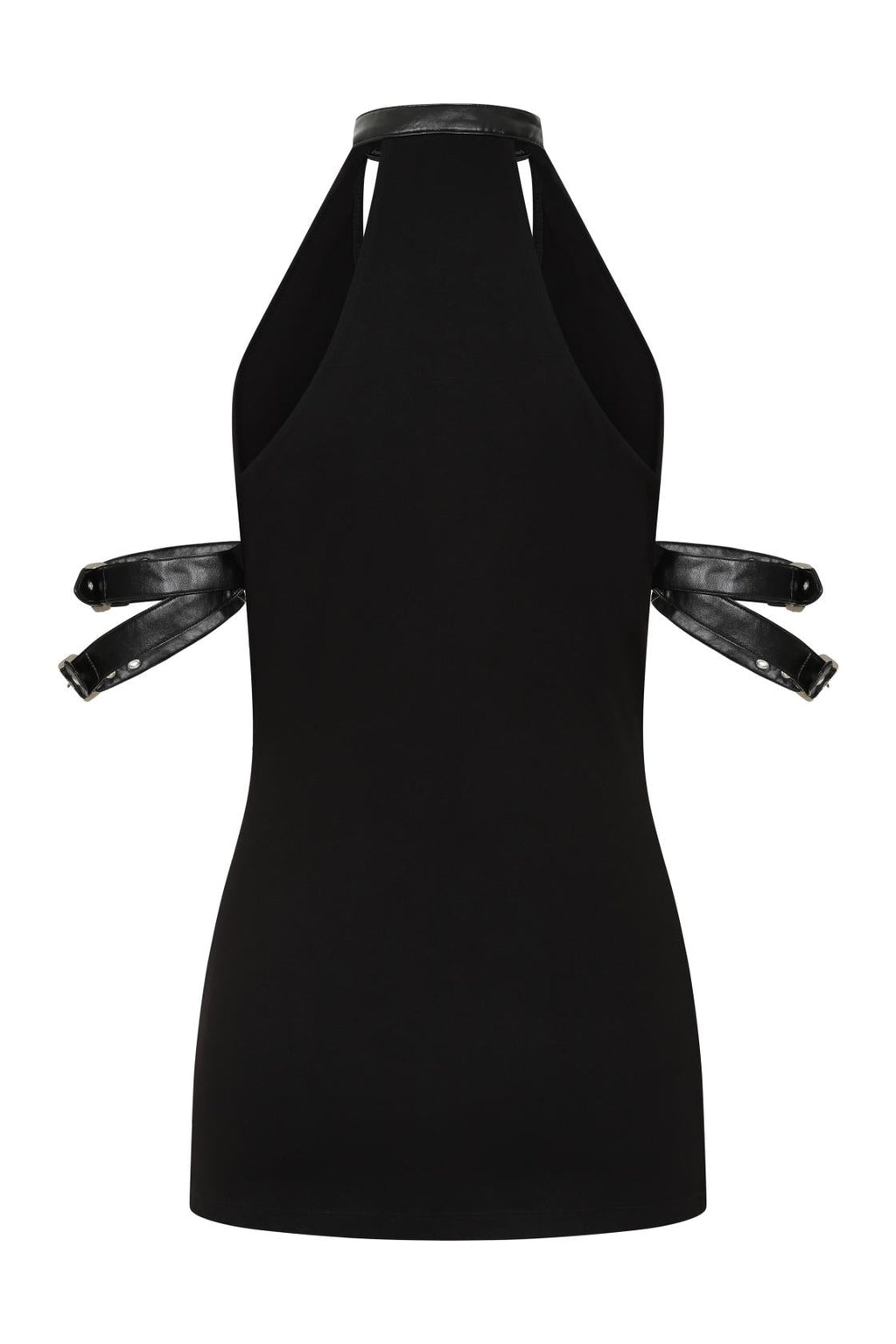 Necessary Evil Aphrodite Plunge Cowl Neck Top - Faux Leather Gothic