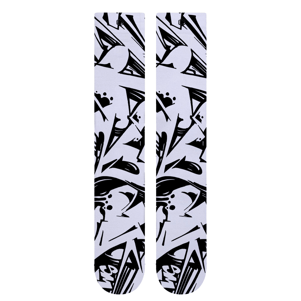 Graffiti Black & White Snow Socks
