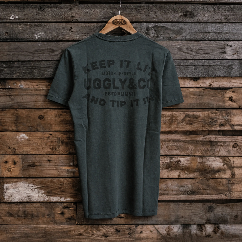 Uggly and Co Green Keep it Lit Flattrack Racing Graphic Cotton Tee