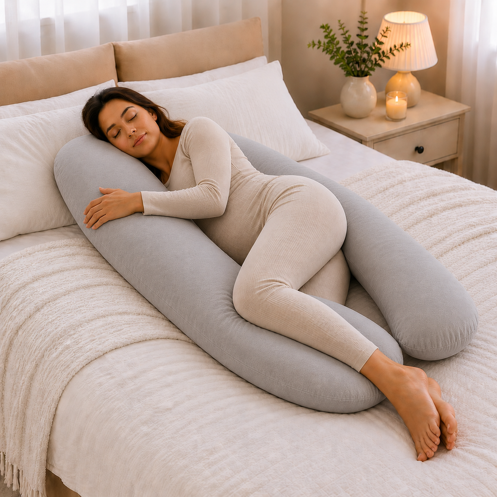 For Your Little One 9 Ft Maternity Pillow | Full-Body Support - Grey