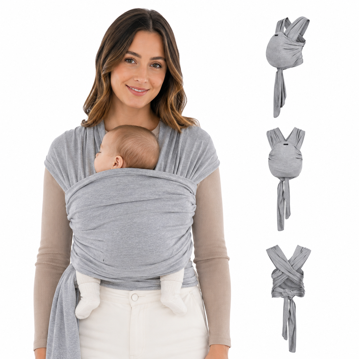 Organic Baby Wrap Carrier – Grey Melange Cotton Sling by For Your Little One