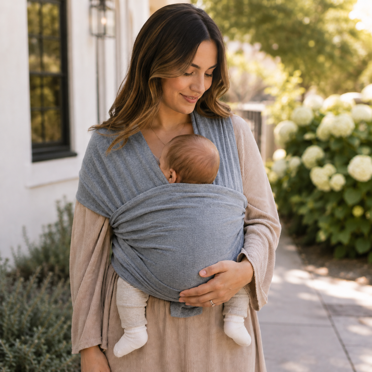 Organic Baby Wrap Carrier – Grey Melange Cotton Sling by For Your Little One