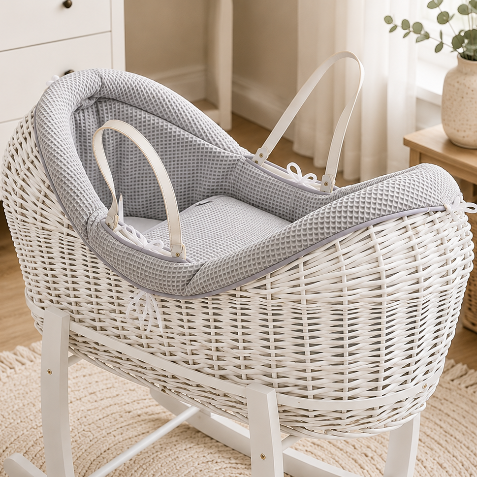 For Your Little One Wicker Pod Deluxe Moses Basket with Mattress