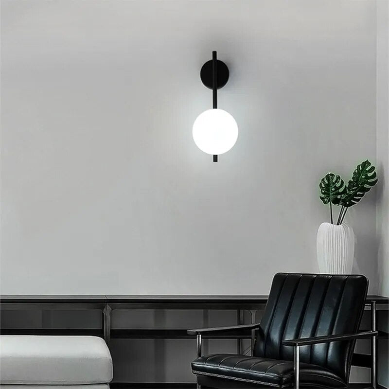 Light My House Black Globe Wall Lamp | Modern Glass Shade Sconce