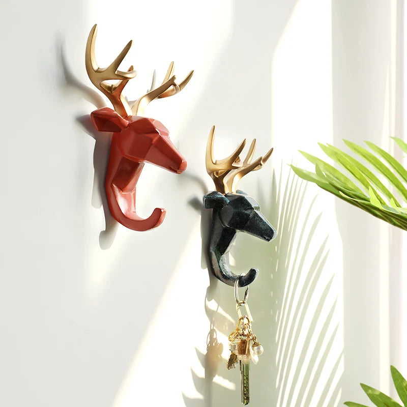 Geometric Animal Wall Hooks – Decorative Resin Key, Towel & Umbrella Hangers
