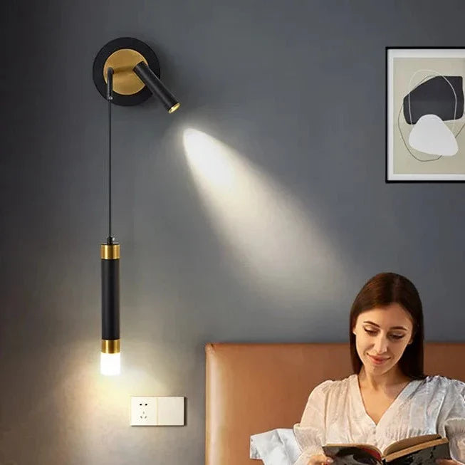 Light My House Gold LED Wall Lamp with Reading Light | Modern Sconce