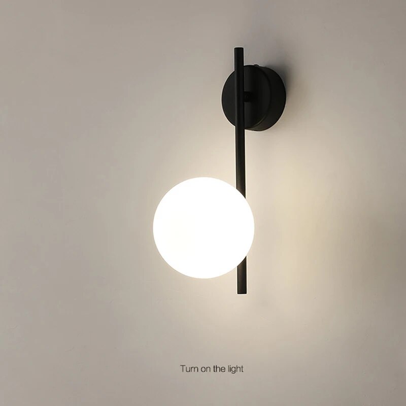 Light My House Black Globe Wall Lamp | Modern Glass Shade Sconce