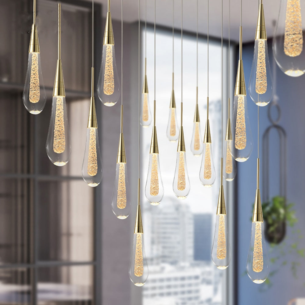 Light My House Glass Drop Pendant Light – Warm LED Hanging String