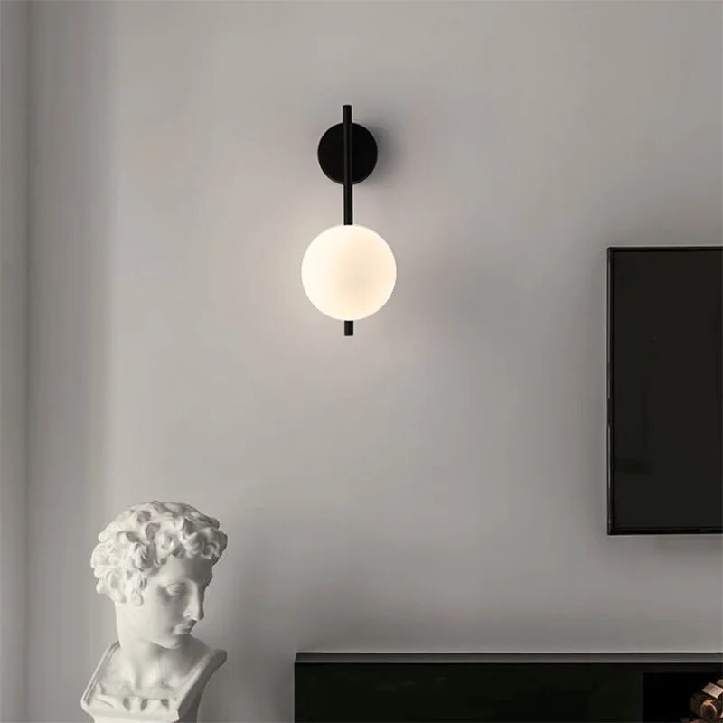 Light My House Black Globe Wall Lamp | Modern Glass Shade Sconce
