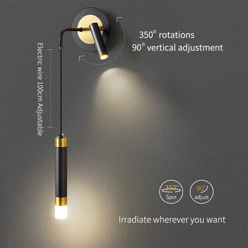 Light My House Gold LED Wall Lamp with Reading Light | Modern Sconce