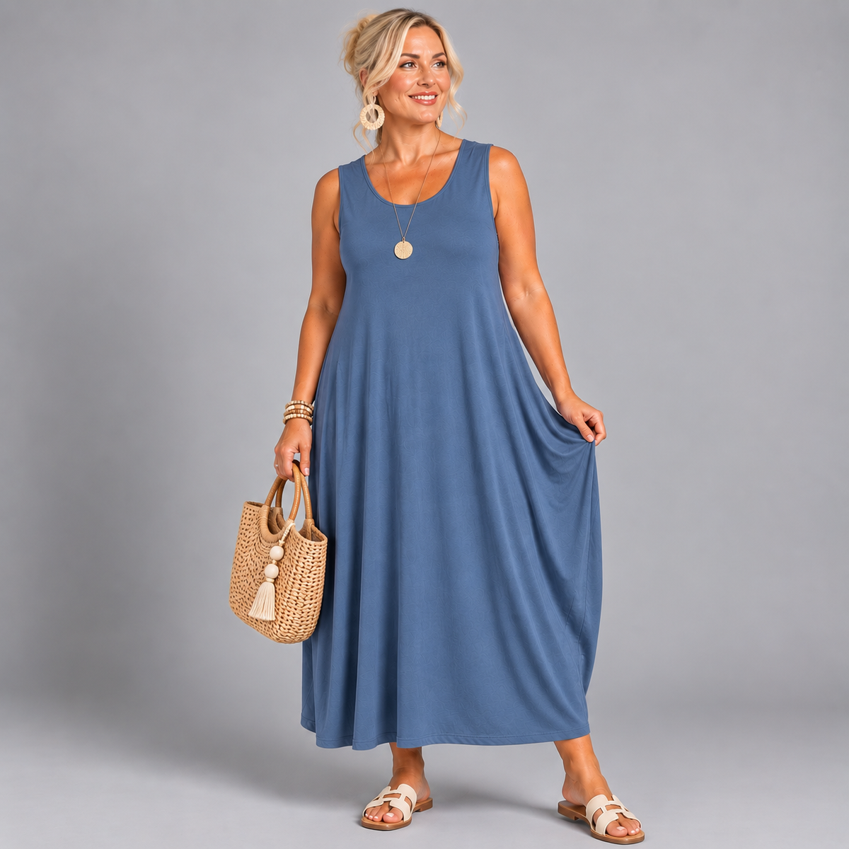 ROCKTHOSECURVES SLEEVELESS T-SHIRT DRESS SUMMER CASUAL STYLE