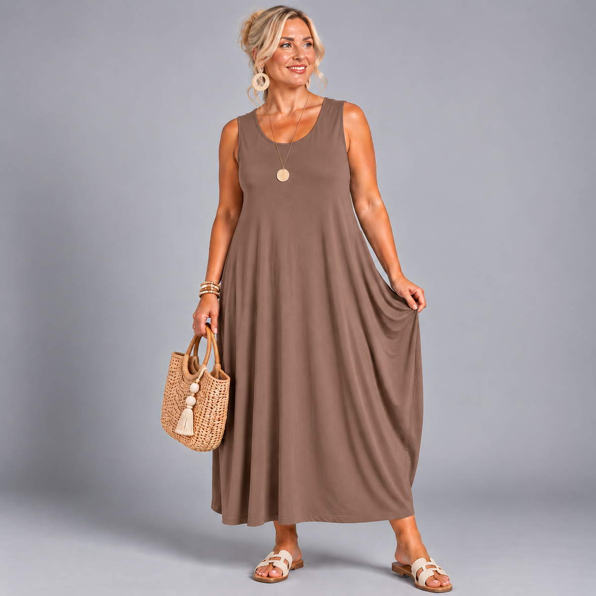 ROCKTHOSECURVES SLEEVELESS T-SHIRT DRESS SUMMER CASUAL STYLE