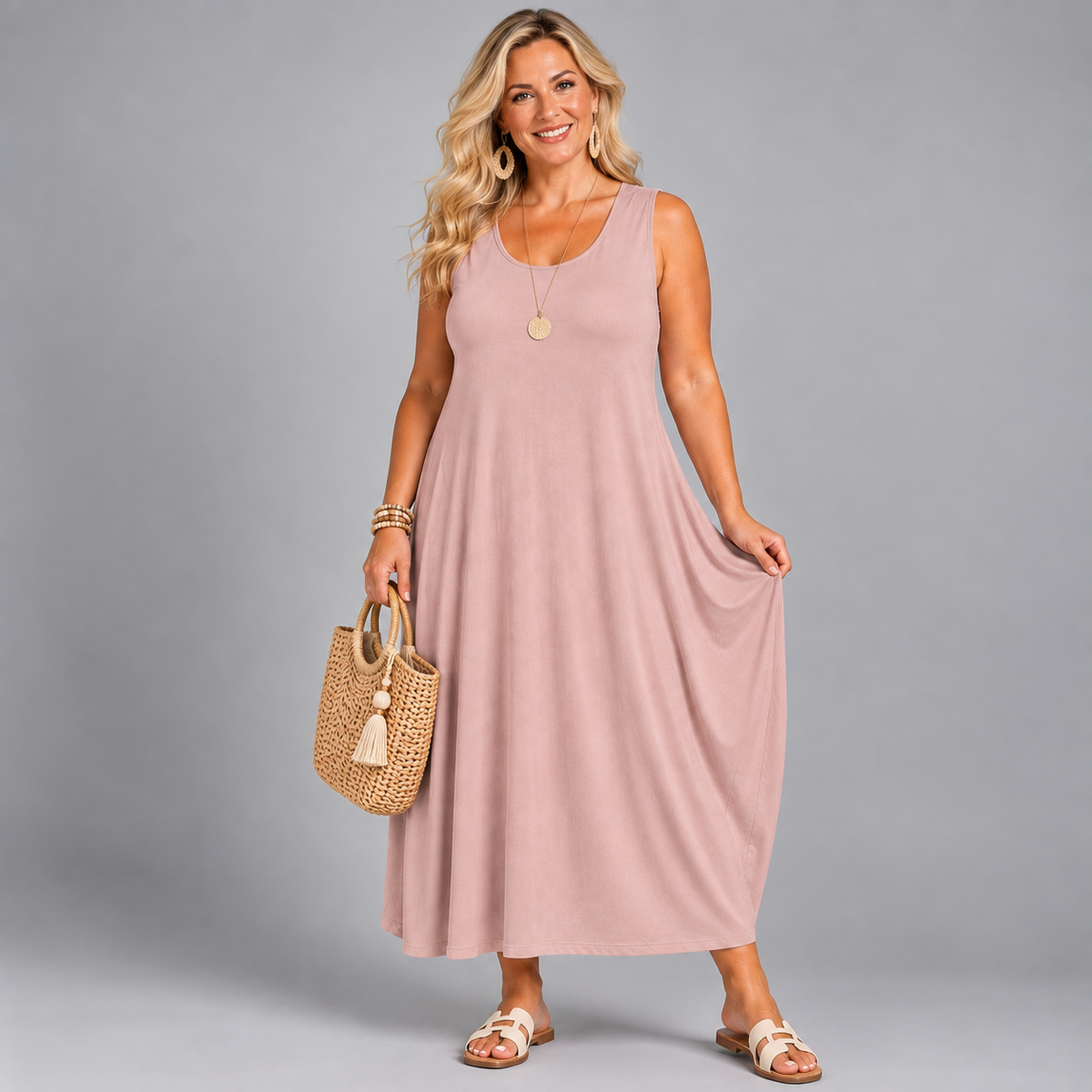 ROCKTHOSECURVES SLEEVELESS T-SHIRT DRESS SUMMER CASUAL STYLE