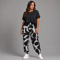 ROCKTHOSECURVES BLACK WHITE LOVE PARIS HIGH WAIST STRETCHY HAREM PANTS