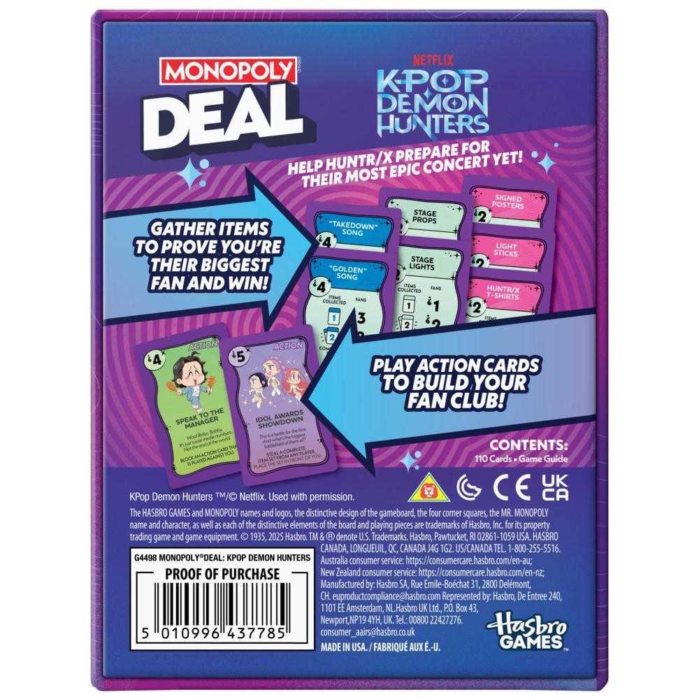 Monopoly Deal: KPop Demon Hunters Card Game by Snaps – Family Strategy