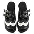 Chocolaticas Havana Clogs – Black & White Gothic Vegan Brogue Slip-Ons