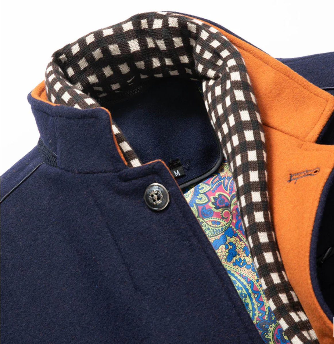 Biutimarden Men's Navy Blue Wool Winter Coat with Scarf | Size M