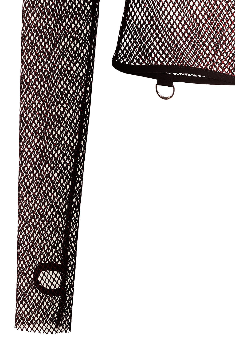 Banned Apparel Liora Red Metallic Fishnet Hoodie with Skull Zipper